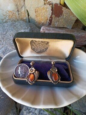 Vtg. Southwest Sterling Wheeler Dangle Earrings